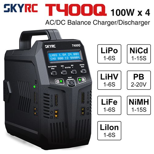 SKYRC SK-100189 T400Q Lipo Battery Balance Charger/Discharger Quattro AC/DC 1-6S XT60 LiFe NiMH NiCd RC Battery Charger