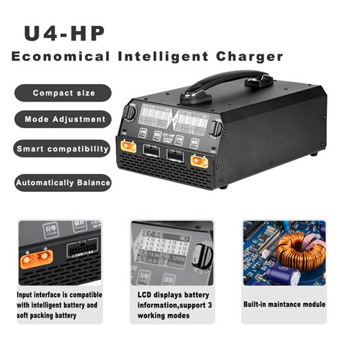 EV-PEAK U4-HP Balance Charger Dual Channel for LiPo/LiHv 6S-14S Battery 2500W 25A