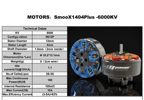 RCINPOWER SmooX 1404 Plus 6000KV 4S Brushless Motor for FPV Racing 2.5-4inch Toothpick Micro Long Range