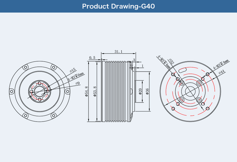 G40 Series Inrunning Gimbal Motor BGC with controller board inside