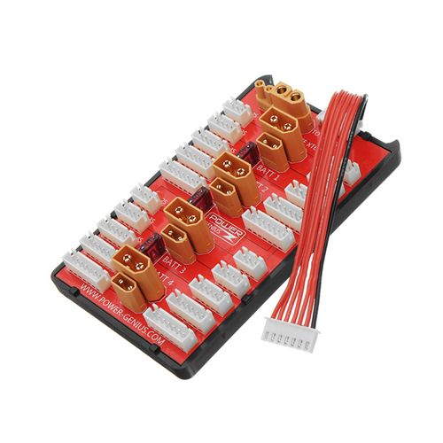 Power-Genius 2in1 Parallel Charging Board XT60+XT30 Plug Supports 4 Packs 2-8S Lipo Battery For RC Models