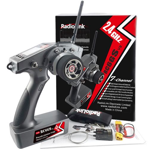 Radiolink RC6GS V3 2.4G 7 Channel Radio Transmitter with R7FG Receiver Gyro Telemetry for RC Car Boat