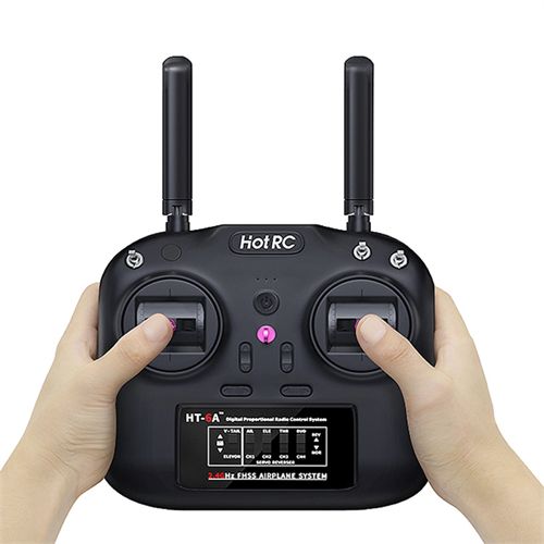 Hotrc HT-6A 2.4G 6CH RC FHSS Transmitter and 6CH Receiver With Box Used For FPV Drone RC Airplane RC Car RC Boat
