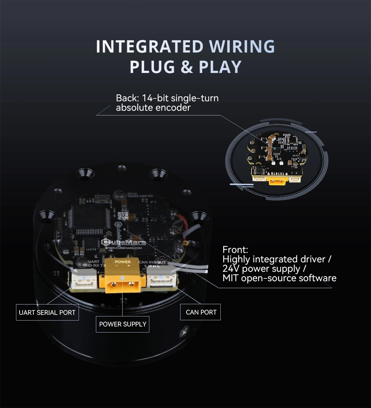 CubeMars AK45-10 75KV Brushless Motor Lightweight & High Power for Humanoid Robot Joints