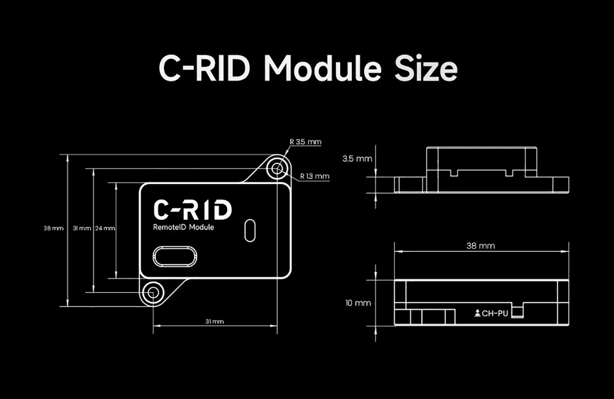 CUAV C-RID Drone Remote ID Broadcast Module DroneCAN UART Dual Interface 
