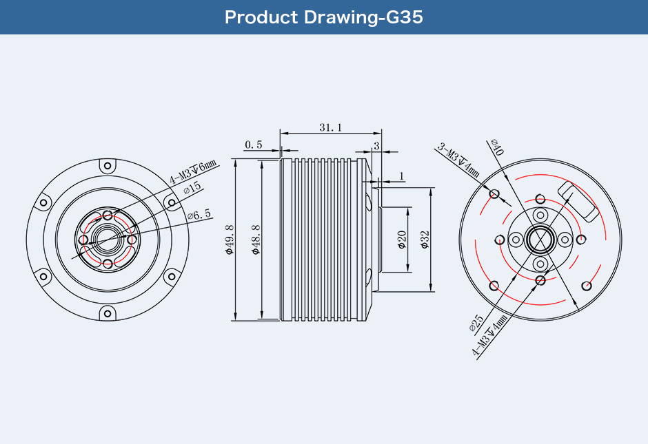 G35 Series Inrunning Gimbal Motor BGC with controller board inside