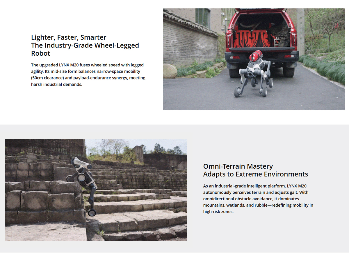 DEEP Robotics LYNX M20 Pro Wheel-Legged Robot High-Performance Configurations for Diverse Demands