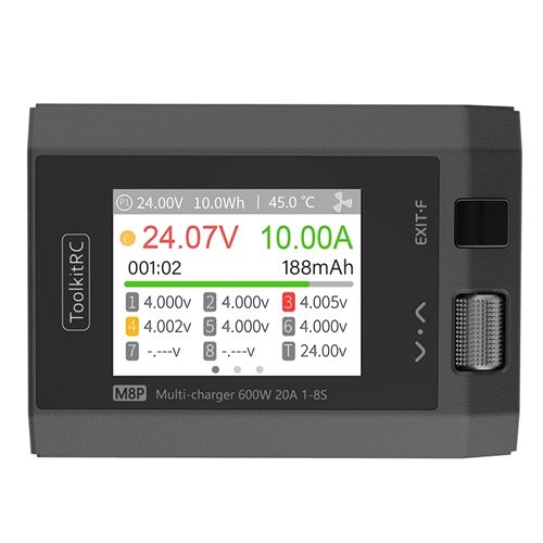 ToolkitRC M8P M8S upgraded version 600W 20A DC Balance Charger Discharger for 1-8S Lipo Battery