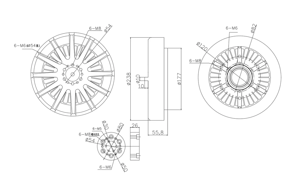 35kw Brushless BLDC Out runner Halbach-Array Motor MP238-50