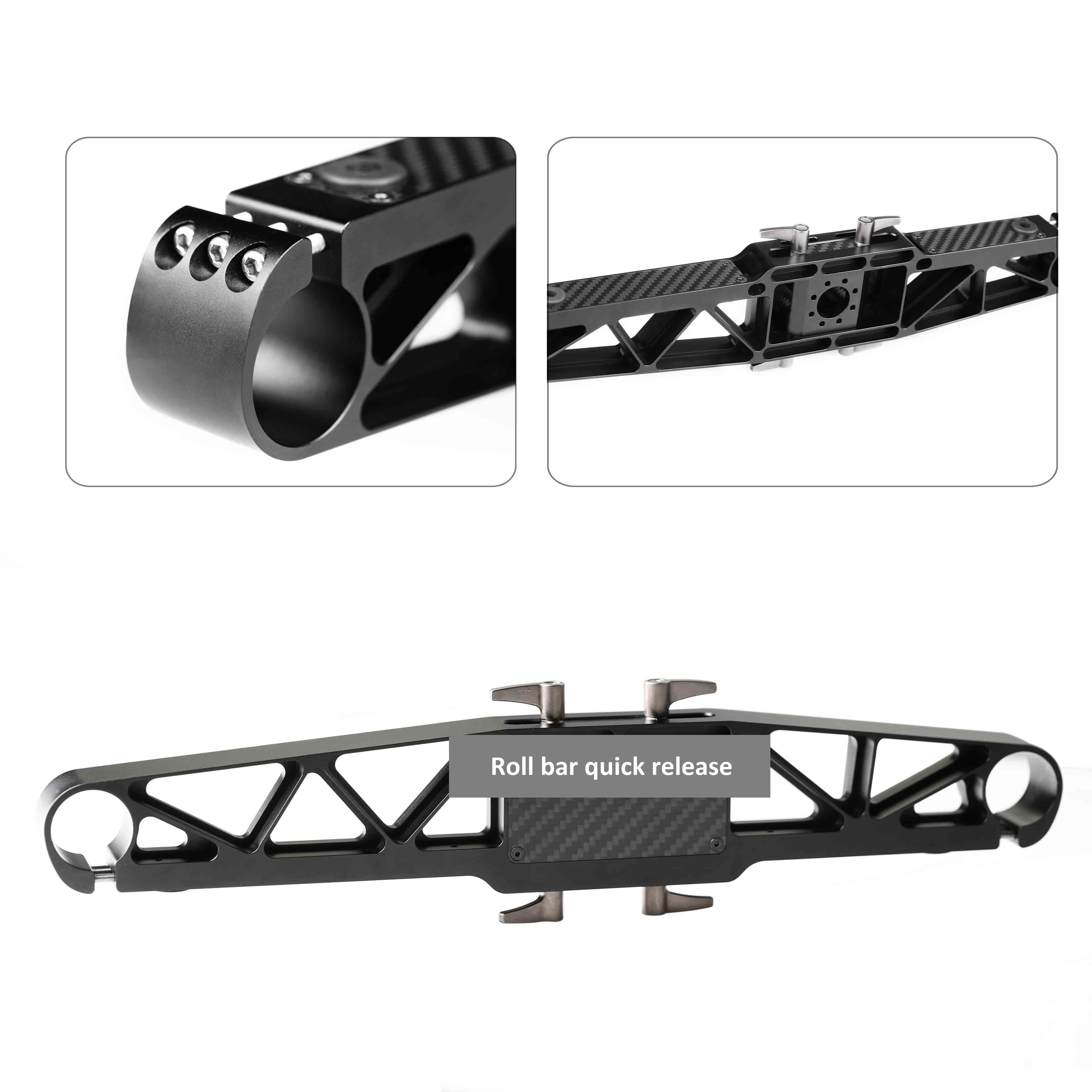 Quick release aluminum roll bar for brushless gimbal