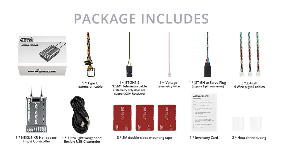 Radiomaster Nexus-XR Helicopter Flight Controller Integrated 2.4GHz ExpressLRS Receiver for RC Fixed Wing Helicopter