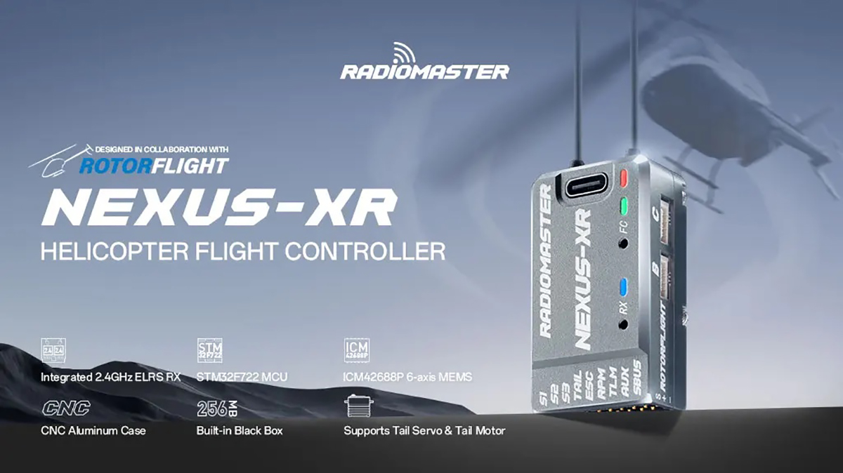 Radiomaster Nexus-XR Helicopter Flight Controller Integrated 2.4GHz ExpressLRS Receiver for RC Fixed Wing Helicopter