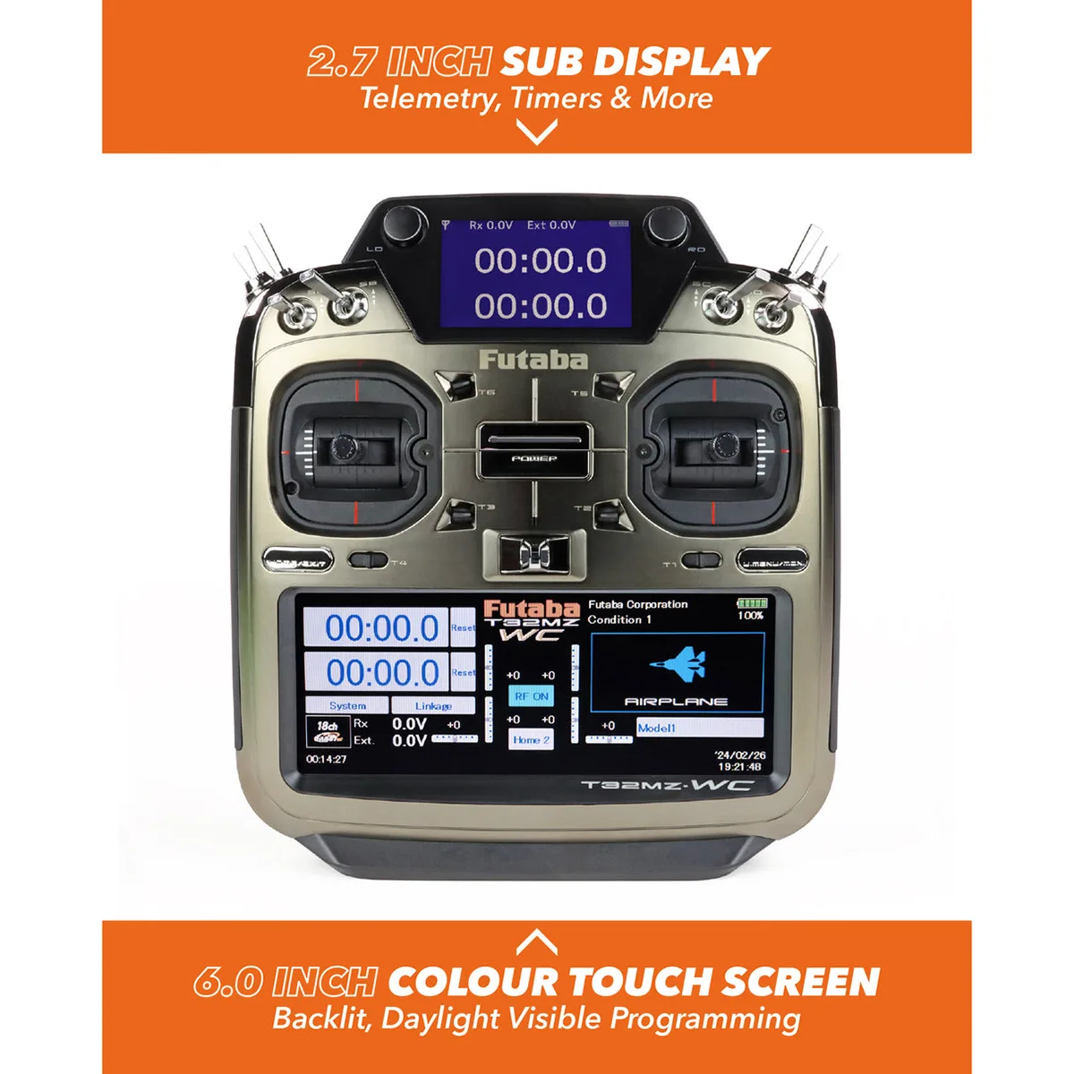 Futaba 32MZ WC 2.4GHz 26-Channel Remote Controller Transmitter with R7308SB Receiver