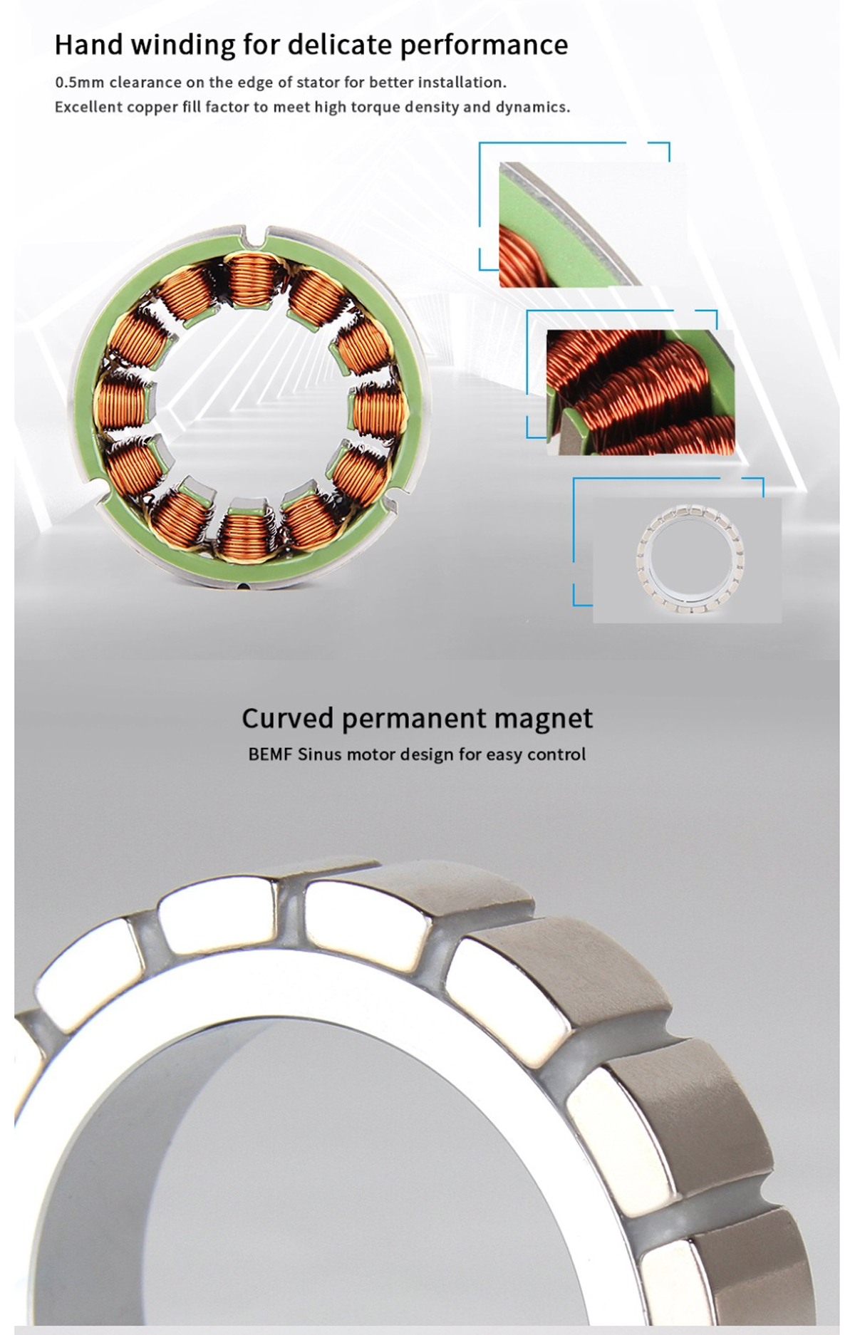 CubeMars RI50 KV100 Frameless Motor Low Cogging Torque Compact