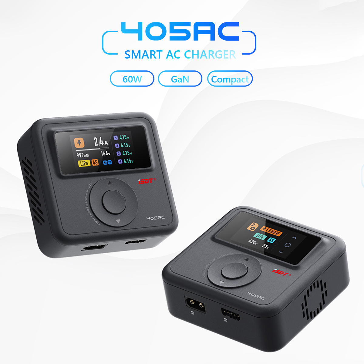 ISDT 405AC Smart Balance Charger GaN 60W AC Charging Small Framework Battery Fast Charging