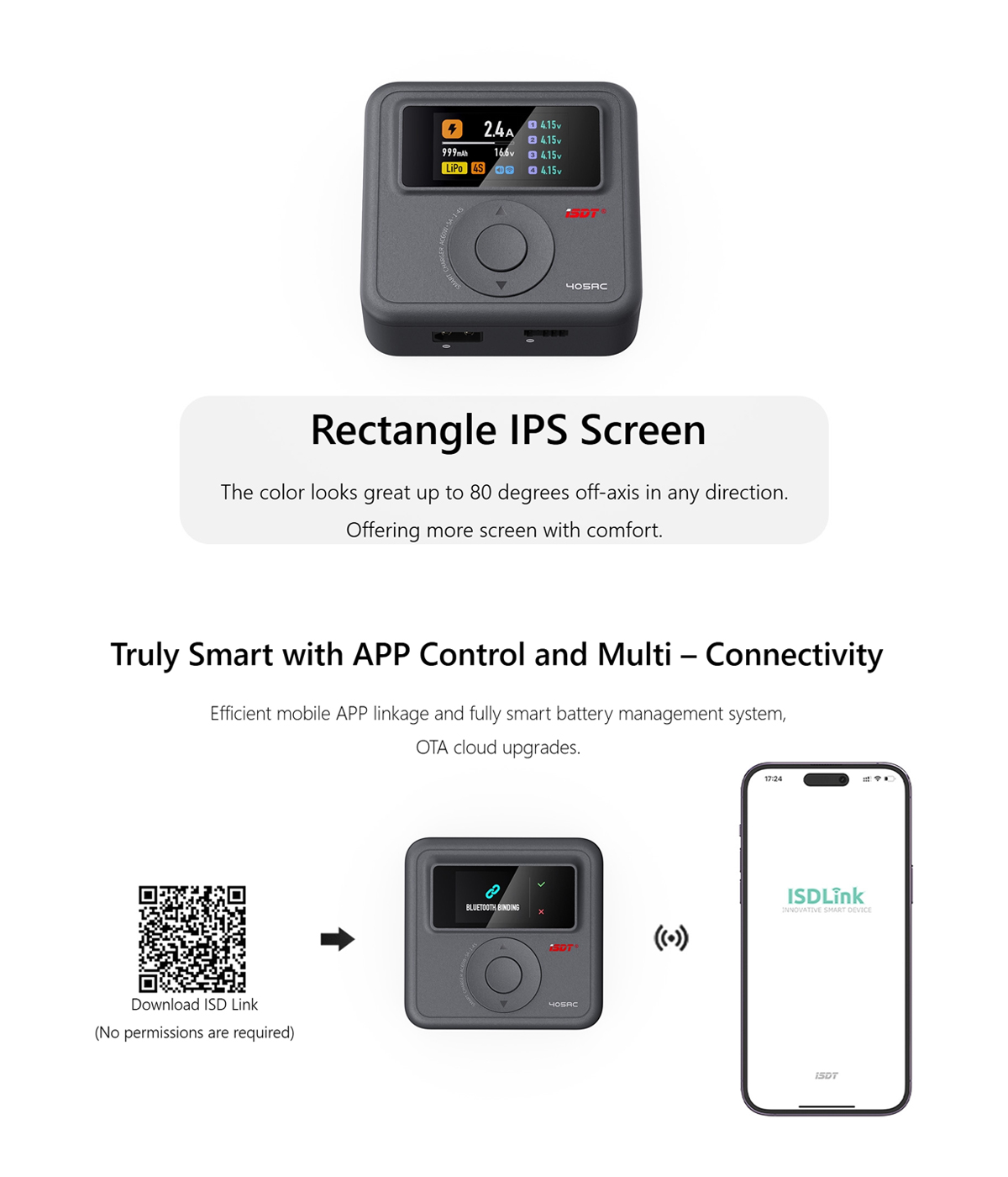 ISDT 405AC Smart Balance Charger GaN 60W AC Charging Small Framework Battery Fast Charging