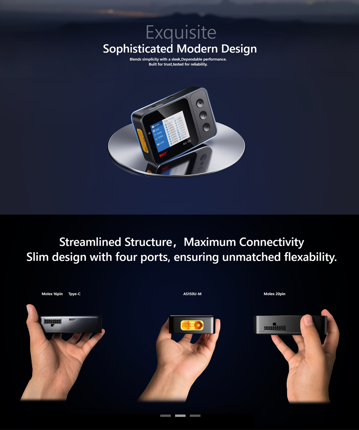 ISDT BG-18S Smart Battery LiPo Checker LCD Display 12-18S Battery Tester for LiFe LiPo LiHv ULiHv Battery
