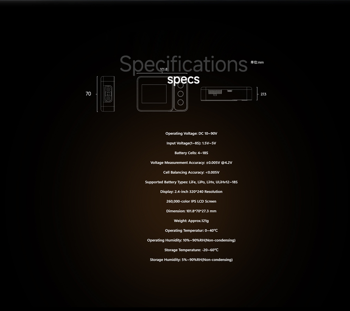 ISDT BG-18S Smart Battery LiPo Checker LCD Display 12-18S Battery Tester for LiFe LiPo LiHv ULiHv Battery