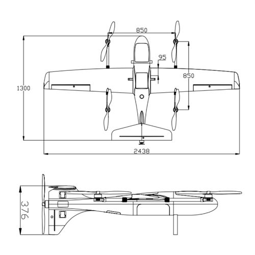 Skywalker SKY-245 Wingspan 2450mm Carbon Fibre VTOL Fixed Wing Long-Rang Aerial Survey