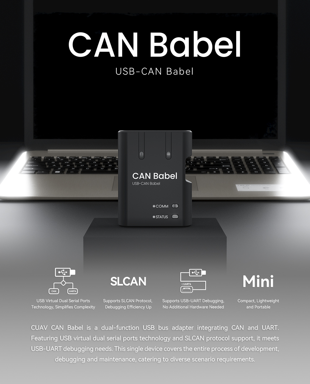 CAN Babel CAN UART Dual Function USB Bus Adapter Support SLCAN Protocol