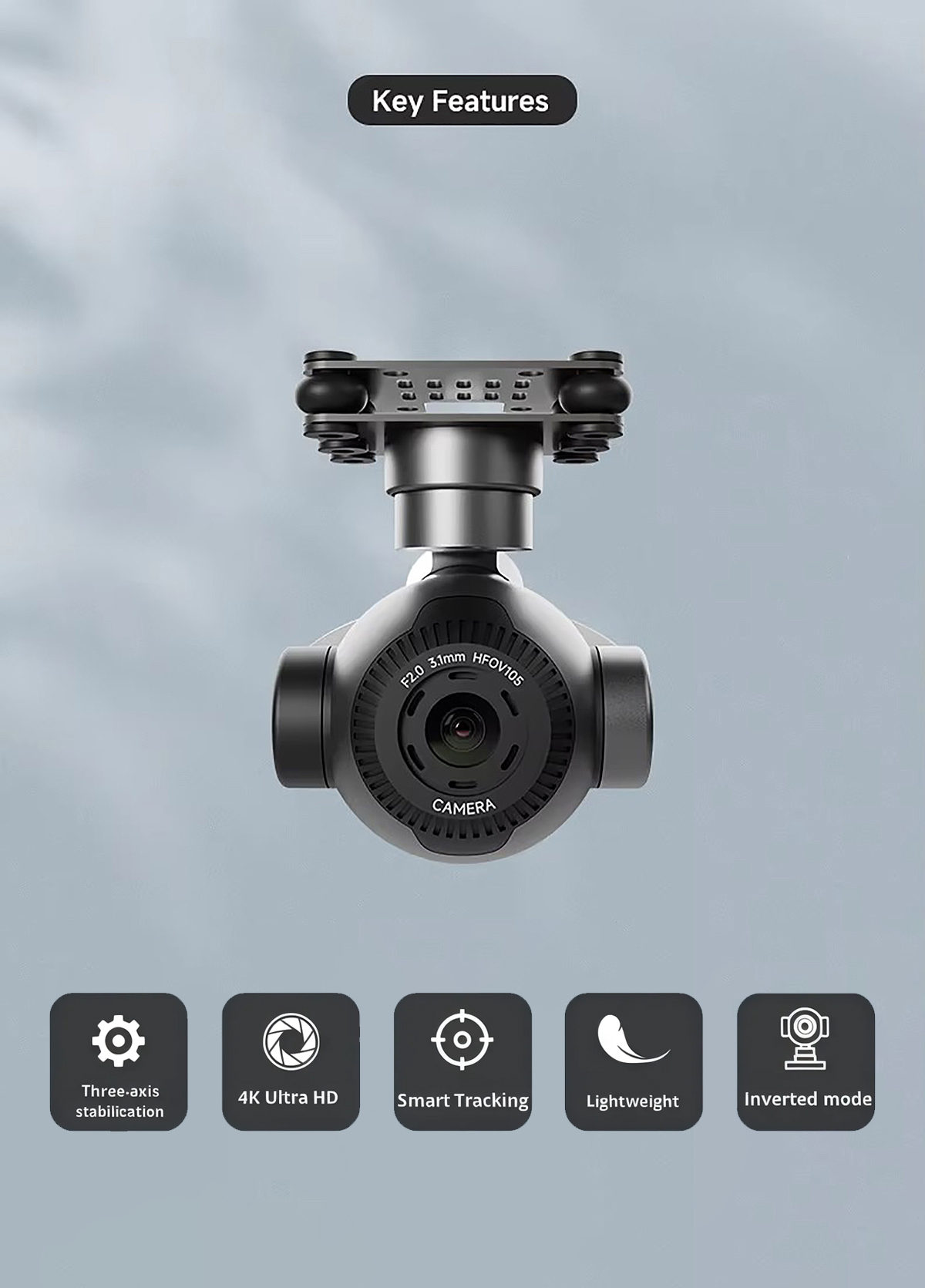 Skydroid C11 Gimbal Camera 4K 3-Axis Stabilized 30x Digital Zoom Light Weight for FPV Aerial Photography Drone