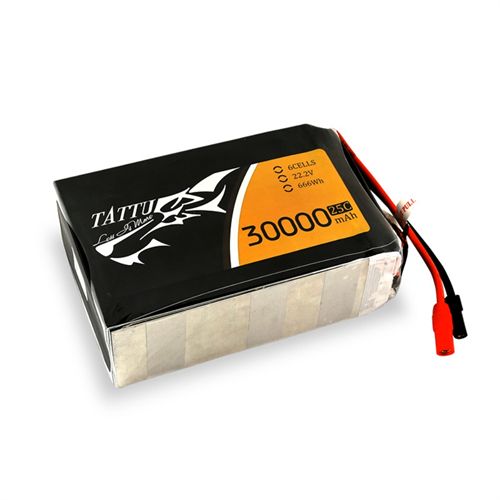 TATTU 6S 30000mAh 22.2V 25C 6S1P LiPo Battery Pack with AS150 + XT150 Plug Connector for UAV Drones