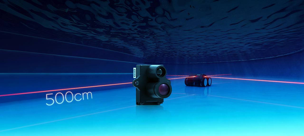 Features<br>
<Features>
When working with underwater robots or pool cleaning <br>
devices, are you facing these challenges?<br>
× Unstable performance in turbid water or reflective surfaces<br>
× Strong ambient light interfering with distance measurement<br>
× Limited accuracy affecting mapping and localization<br>
× Size constraints limiting sensor integration<br>

Reliable Underwater Sensing Starts Here<br>
TF-UW500 is Benewake’s latest underwater single-point LiDAR, <br>
designed based on dToF (direct Time-of-Flight) technology. <br>
With a visible red laser and high-sensitivity detection system,<br>
 it delivers stable and precise distance measurement in <br>
underwater environments. In low-turbidity water, TF-UW500 <br>
achieves a detection range of over 5 meters, with centimeter-level<br>
 accuracy and millimeter-level repeatability, enabling reliable <br>
perception for underwater robotics.<br>

Thanks to its eye-visible red laser with a narrow 0.5° divergence angle,<br>
 combined with an advanced SPAD ultra-high-sensitivity single-photon<br>
 detection chip, TF-UW500 performs just as reliably in air:<br>
✔ Up to 14 m indoor range<br>
✔ Accuracy within 3 cm<br>
✔ Visible red laser spot for intuitive alignment (“what you see is what you measure”)<br>
This makes it equally suitable for industrial automation and logistics applications.<br>
Product Details<br>
<Product Details>
Featuring an eye-safe Class 1 visible laser, the TF-UW500 delivers a small laser <br>
spot with excellent directionality and a wide incidence angle. Its design minimizes<br>
 multipath interference, offering clear performance advantages over <br>
traditional ultrasonic sensors.<br>
> 5 m 0.5° <br>
Dimensions 24 × 16 × 20.4 mm<br>
Weight < 5 g<br>
Underwater Range FoV <br>
Repeatability < 1 cm @ 1σ<br>
Accuracy  < 3 cm (0.1 ~ 2 m) <br>
Operating Temperature 0°C ~ +50°C<br>

<img src=