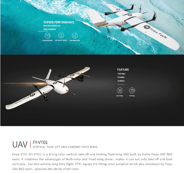 Feiyu Tech VT01 Vertical Take-off & Landing UAV Long Range photogrammetry drone Aerial Photography Mapping Unmanned Aerial Vehicle