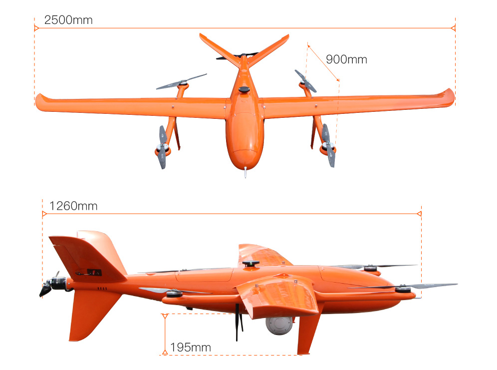 long-range VTOL UAV flight time 3 hours and 20 minutes with 1.2kg payload