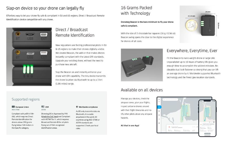 FAA Compliant Drone tracking system Beacon Remote ID Drone tracking system